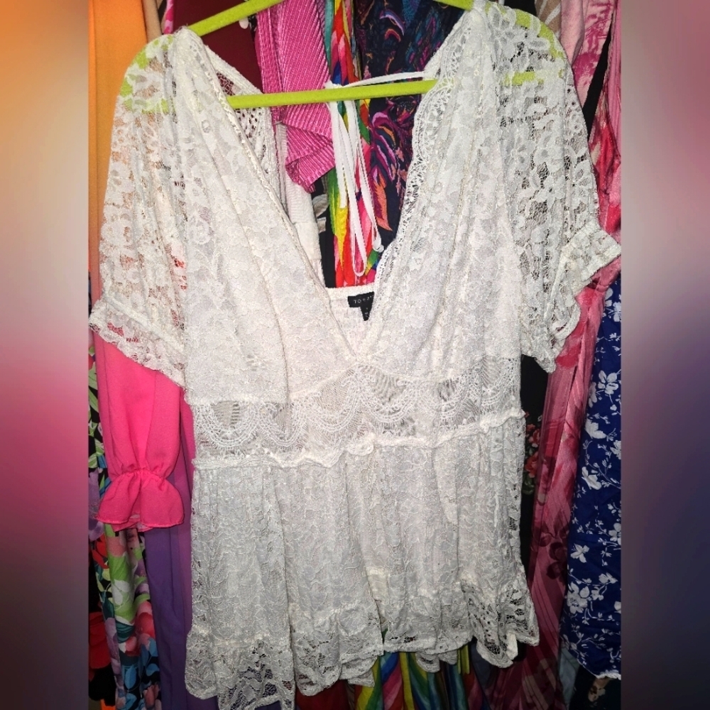 torrid White Lace Peplum Top